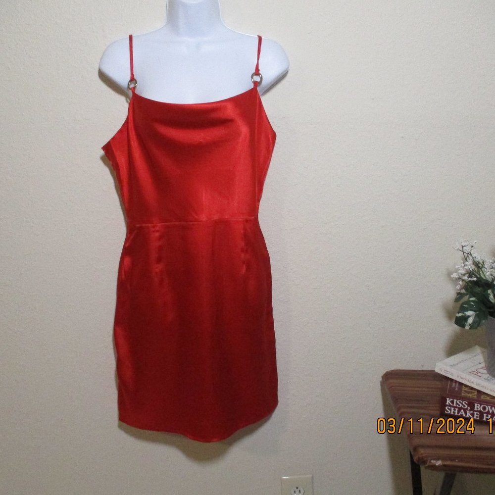 DEREK HEART RED SATIN DRESS